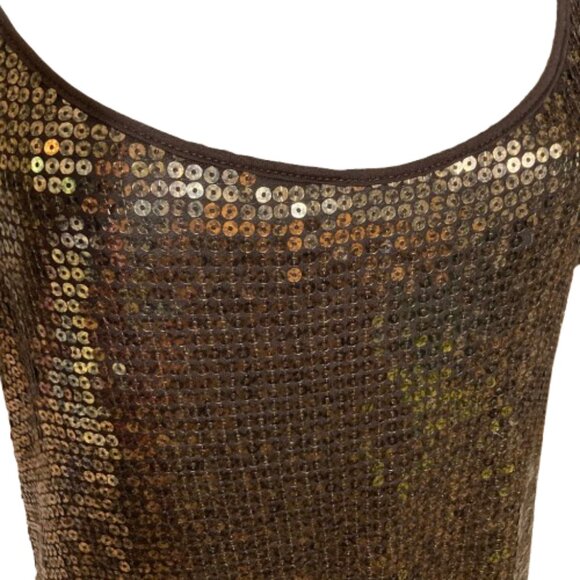 Michael Kors Camisole Choc. Browns, Shiny Metallic Sequins, Stunning, sz XL - Picture 3 of 13